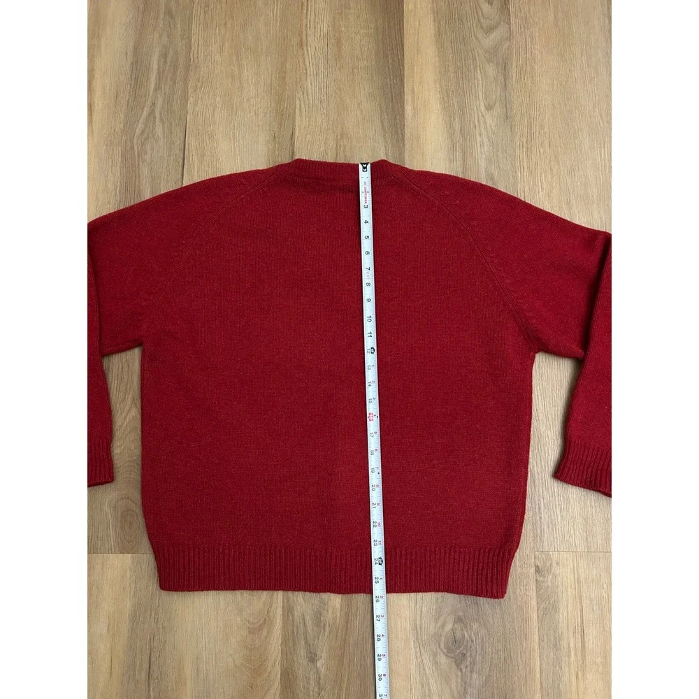 Vtg 90s Banana Republic Red Lambswool V-Neck Sweater Mens‎ S Ribbed Knit chunky